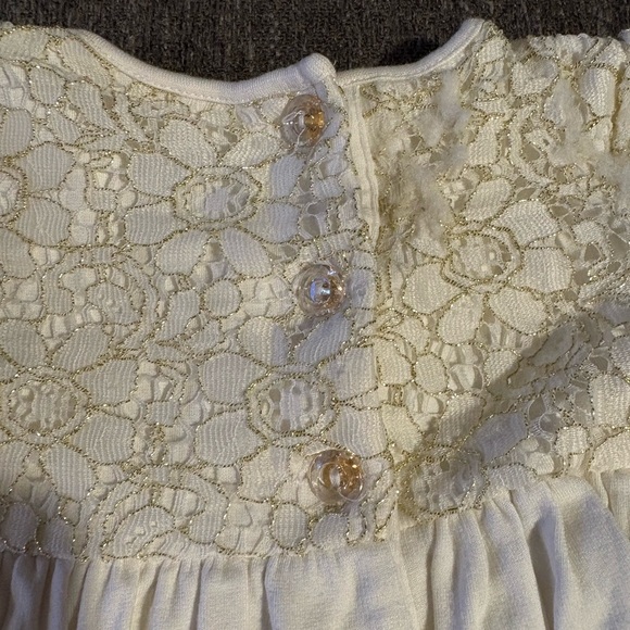 CATHERINE MALANDRINO baby girl 24 mos Ivory (cream) dress & gold lace Like new. - Picture 7 of 9